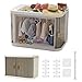 Creproly Doll Wardrobe Storage Box Foldable Doll Closet with 10 Hangers and Rod for 1517cm Doll Clothes Stackable Organizer Cabinet with DustResistant Cover and Display Shelf Transparent Grey - Image 2