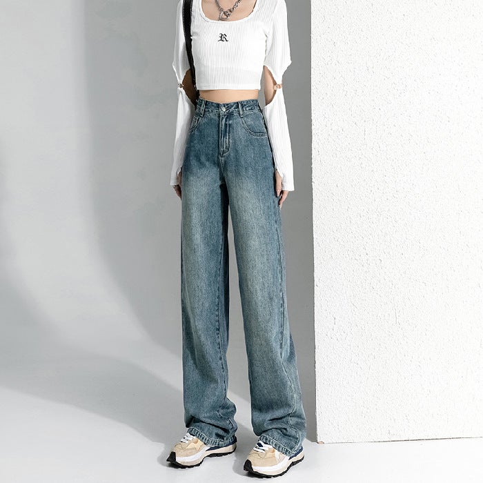 Black High-Waist Wide-Leg Jeans Women'S Spring Korean-Style Loose Slim-Fit All-Match Straight-Leg Drape Trendy Pants - Image 5
