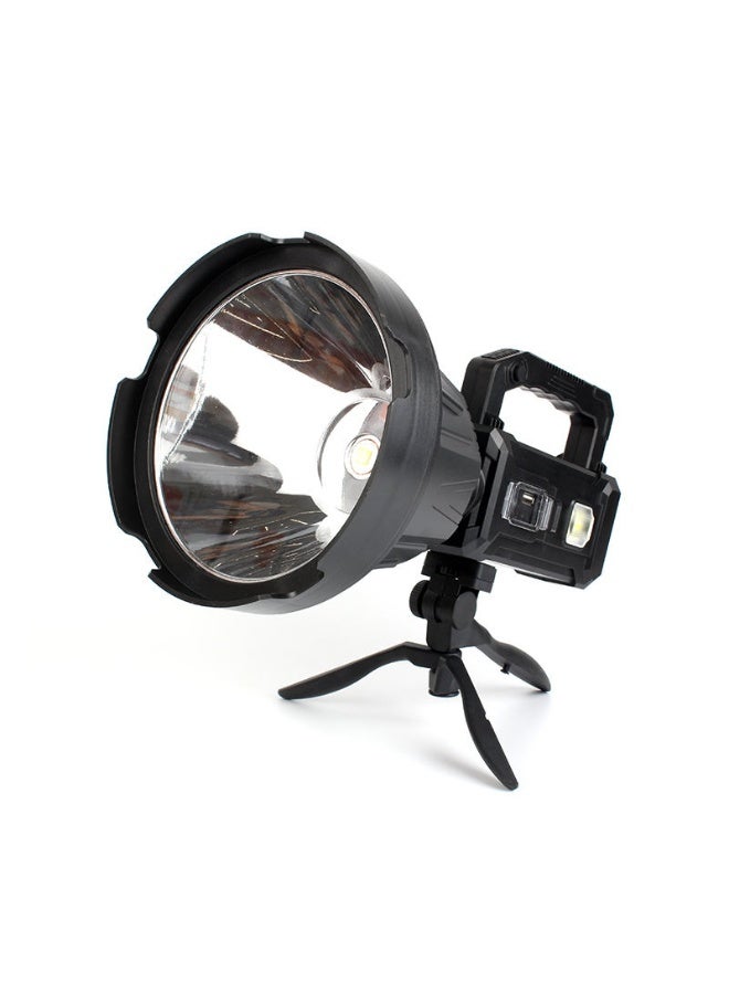 Multifunctional LED Searchlight - High Power Rechargeable Spotlight with Solar Charging, USB Power Bank Feature & Multiple Light Modes - Black - Image 1