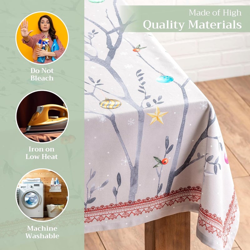 Maison d' Hermine Maison d Hermine Table Cloth Rectangle Table 100 Cotton 70 x 90 Inches Tablecloth Reusable Decorative Everyday Use for Dining Room Farmhouse Home Party Festive  Wedding  Fairy Christmas - Image 3