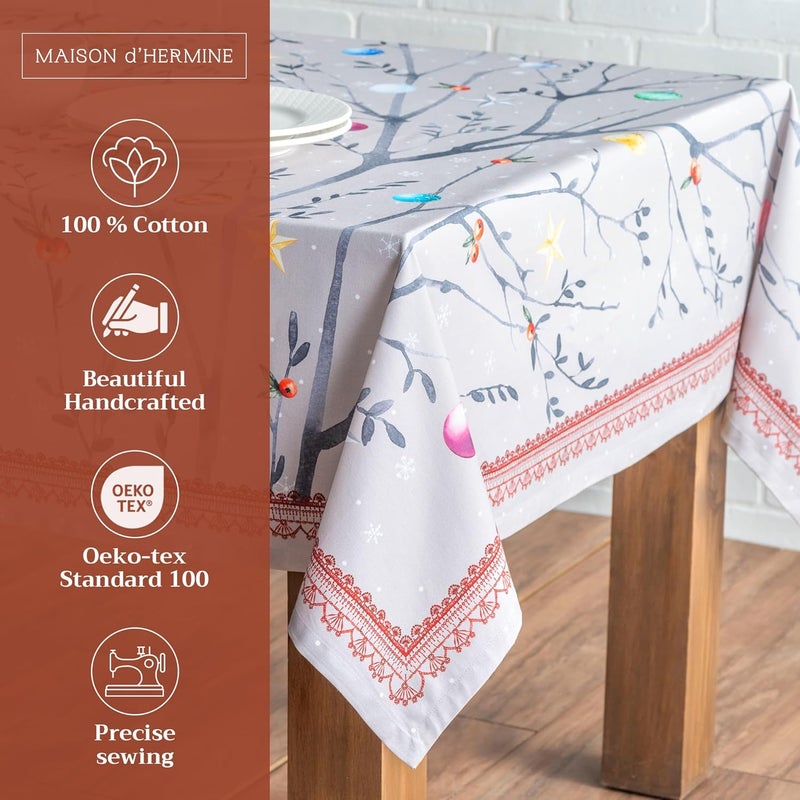 Maison d' Hermine Maison d Hermine Table Cloth Rectangle Table 100 Cotton 70 x 90 Inches Tablecloth Reusable Decorative Everyday Use for Dining Room Farmhouse Home Party Festive  Wedding  Fairy Christmas - Image 2