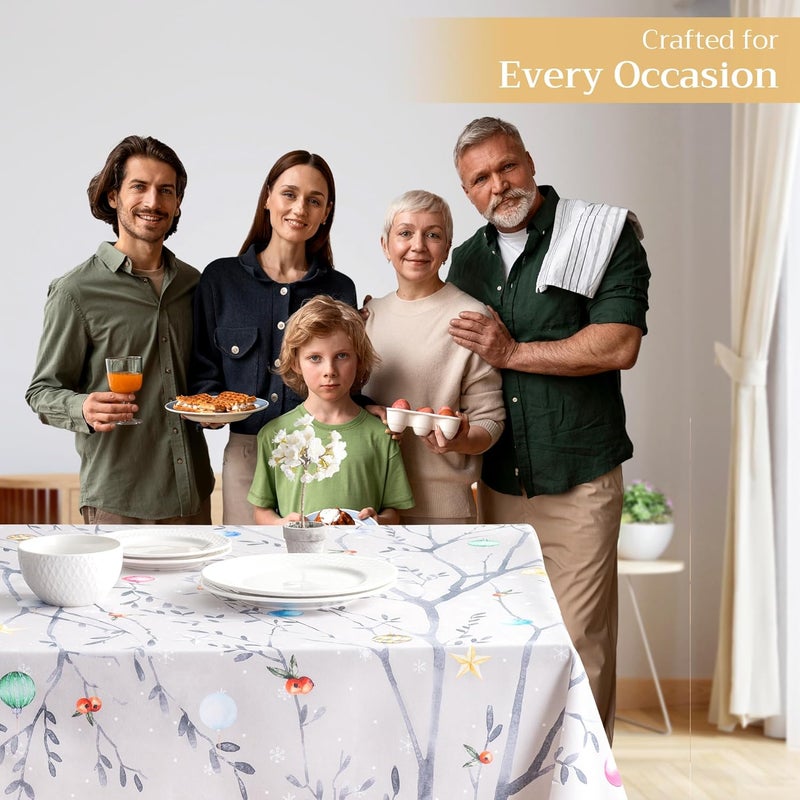 Maison d' Hermine Maison d Hermine Table Cloth Rectangle Table 100 Cotton 70 x 90 Inches Tablecloth Reusable Decorative Everyday Use for Dining Room Farmhouse Home Party Festive  Wedding  Fairy Christmas - Image 5