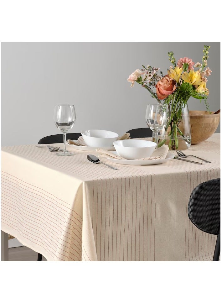 VIPPSTARR Tablecloth, stripe pattern red/natural, 150x150 cm - Image 1