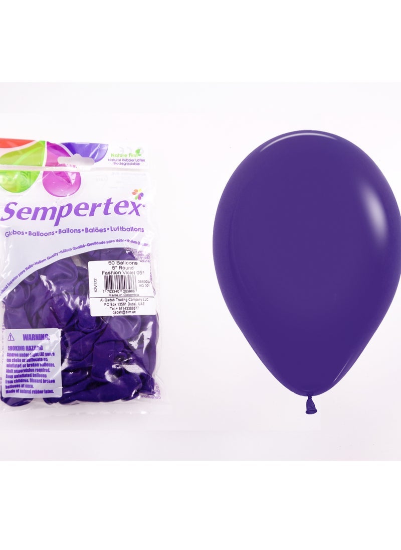 Sempertex 5 Inch, 50 Pieces Round Balloons, Metallic Violet Color - Image 2