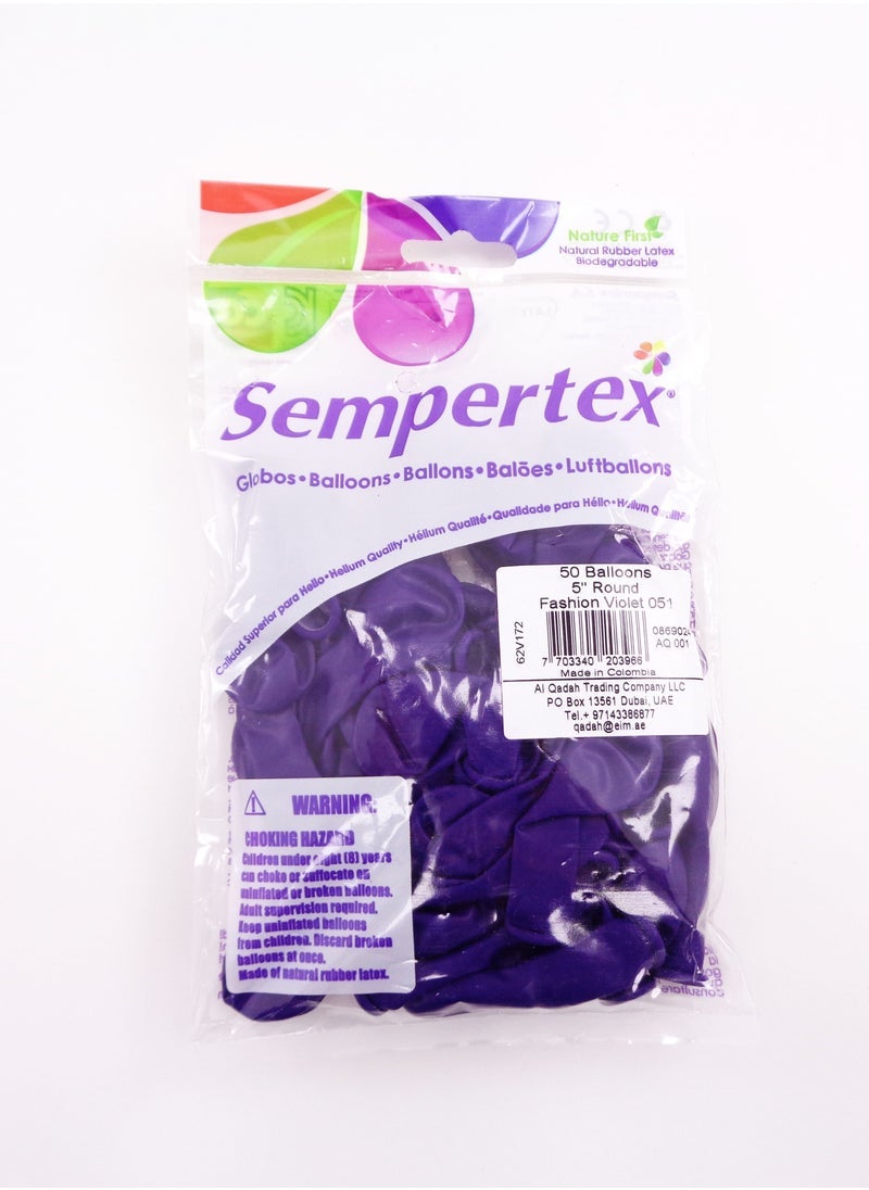 Sempertex 5 Inch, 50 Pieces Round Balloons, Metallic Violet Color - Image 3