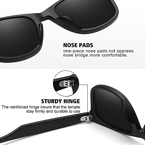 MEETSUN Polarized Sunglasses for Men Classic Retro Sun Glasses for Driving Fishing UV Protection 2 Pack Matte Black Frame Grey Blue Mirrored Lens - Image 3