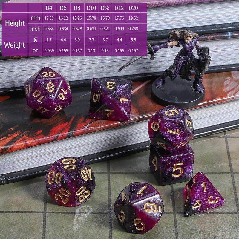 CiaraQ DND Polyhedral Dice Set with a Black Dice Bag for D&D RPG MTG Role Playing Table Games - Image 3