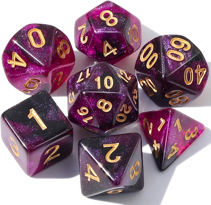 CiaraQ DND Polyhedral Dice Set with a Black Dice Bag for D&D RPG MTG Role Playing Table Games - Image 1