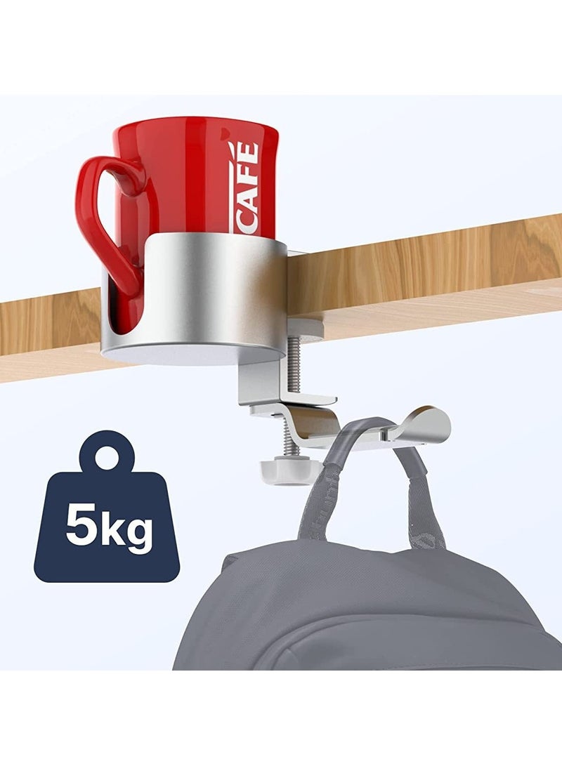 general Creative aluminum alloy water cup holder, Japanese water cup holder, desktop lock 360 degree rotating earphone holder, earphone hanger (silver) - Image 1