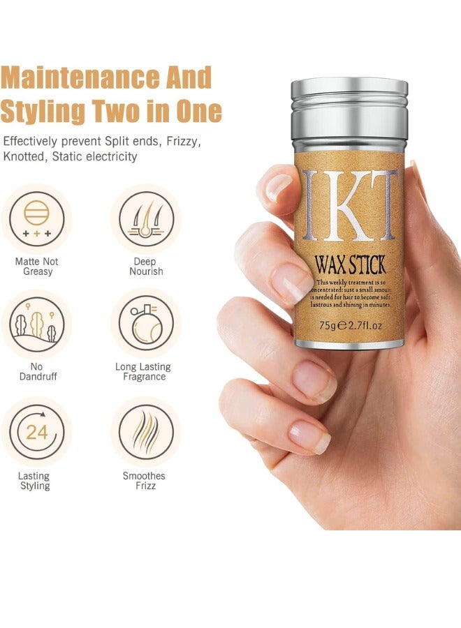 IKT KT Hair Wax Stick 75g 2.7 fl. oz for Non-Greasy Styling, Strong Hold with Detangling Wide Teeth Comb for Wavy and Curly Hair Care - Image 3