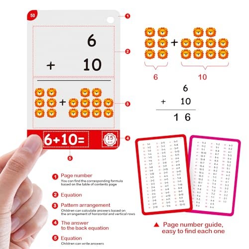 WJPC 60Cards 120 Pictures Math Flash Cards for Kindergarten1ST 2ND 3RD Grade Addition Subtraction Flash Cards for Kids Ages 678910 Years - Image 5
