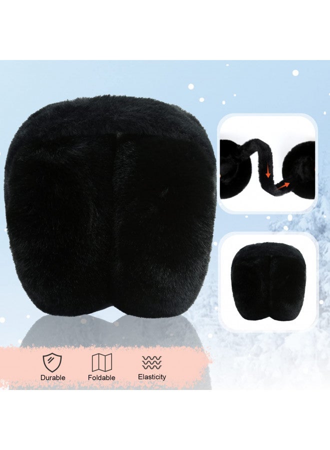 PIGBENGO PIGBENGO Foldable Ear Muffs for Women Cold Weather Fluffy Earmuffs Winter Warm Headband Cute Slouchy Ear Warmers (Black) - Image 2