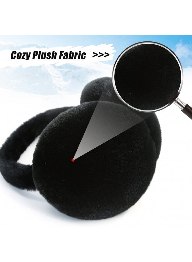 PIGBENGO PIGBENGO Foldable Ear Muffs for Women Cold Weather Fluffy Earmuffs Winter Warm Headband Cute Slouchy Ear Warmers (Black) - Image 3