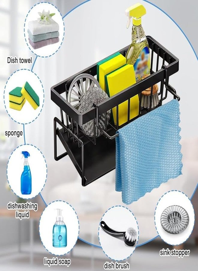 Dkriva® Kitchen Sink Organizer, Sponge Holder for Kitchen Sink, Dish Soap Brush Holder Rack, Sink Caddy Stand, Used for Holding Sponges Brushes Soap, Rustproof Metal Construction, Black - Image 4