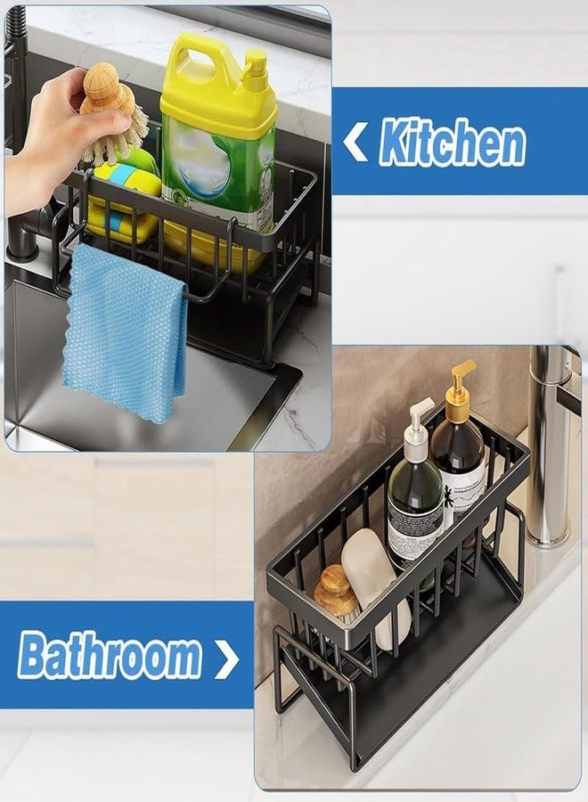 Dkriva® Kitchen Sink Organizer, Sponge Holder for Kitchen Sink, Dish Soap Brush Holder Rack, Sink Caddy Stand, Used for Holding Sponges Brushes Soap, Rustproof Metal Construction, Black - Image 5