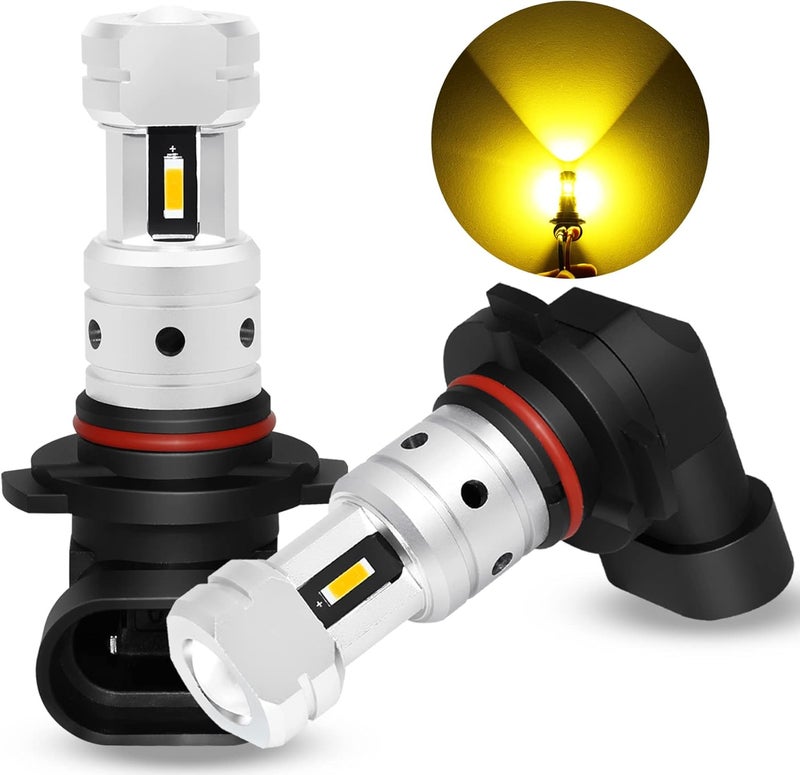 PHINLION 3800 Lumens H10 9145 LED Yellow Fog Light Bulbs - 3000K Golden Yellow - Image 1