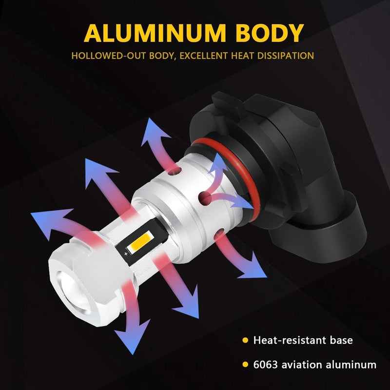 PHINLION 3800 Lumens H10 9145 LED Yellow Fog Light Bulbs - 3000K Golden Yellow - Image 3