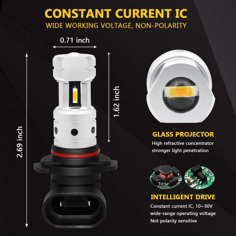 PHINLION 3800 Lumens H10 9145 LED Yellow Fog Light Bulbs - 3000K Golden Yellow - Image 4