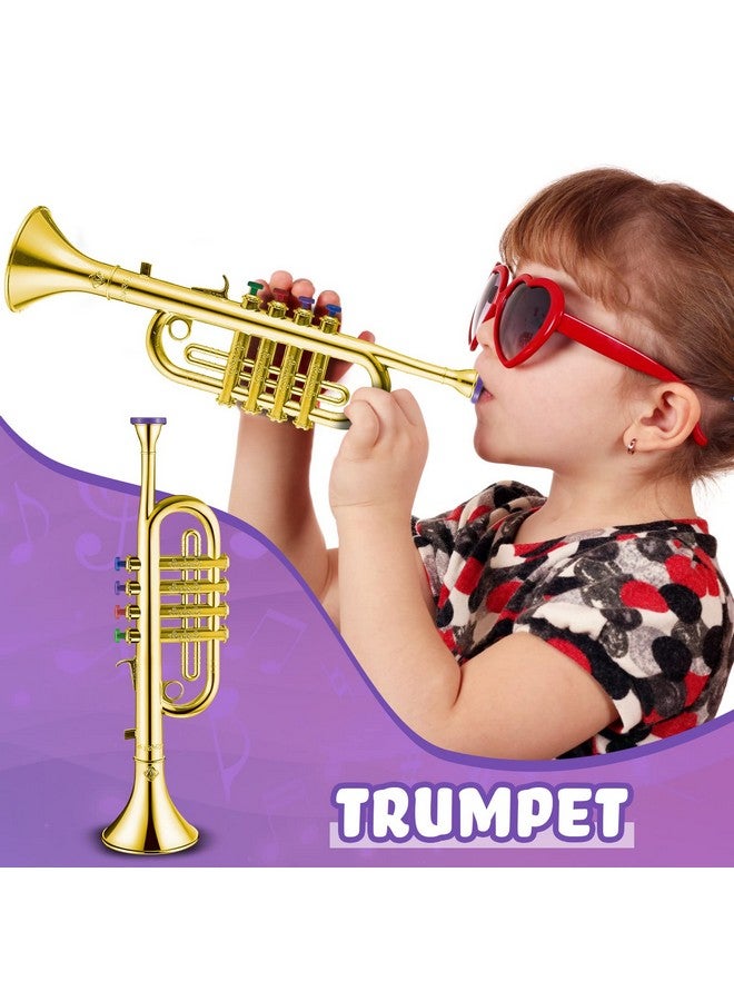 Lewtemi Lewtemi Set of 3 Saxophone for Kids Musical Instruments Toy Saxophone Toy Trumpet and Clarinet with 8 Colored Coded Keys Teaching Songs Gifts for Toddlers Children(Gold)  - Image 3