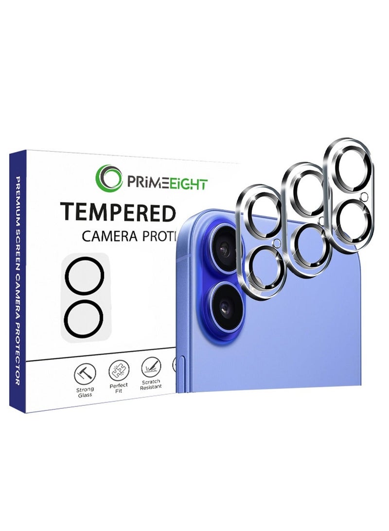 PRIMEEIGHT [3PCS] iPhone 16 and 16 Plus Camera Lens Protector Ultra Thin 9H Hardness Tempered Glass Easy to Install HD Clear Camera Lens Protector - Image 1