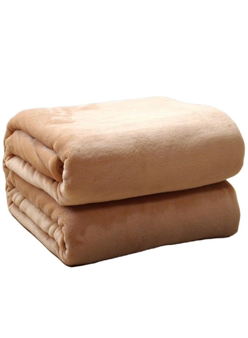 Fleece Blanket, Super Soft Bed Blanket Plush Cozy Fuzzy Lightweight Flannel Blankets for Bed, Sofa, Couch, Travel, Camping (Brown, 200x230CM)  - Image 1