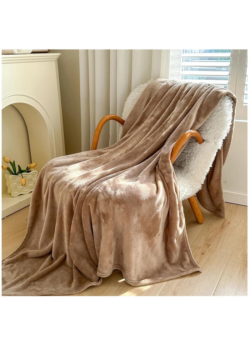 Fleece Blanket, Super Soft Bed Blanket Plush Cozy Fuzzy Lightweight Flannel Blankets for Bed, Sofa, Couch, Travel, Camping (Brown, 200x230CM)  - Image 2