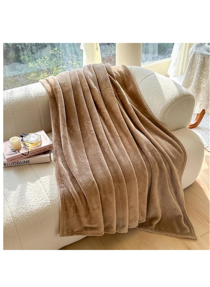 Fleece Blanket, Super Soft Bed Blanket Plush Cozy Fuzzy Lightweight Flannel Blankets for Bed, Sofa, Couch, Travel, Camping (Brown, 200x230CM)  - Image 4