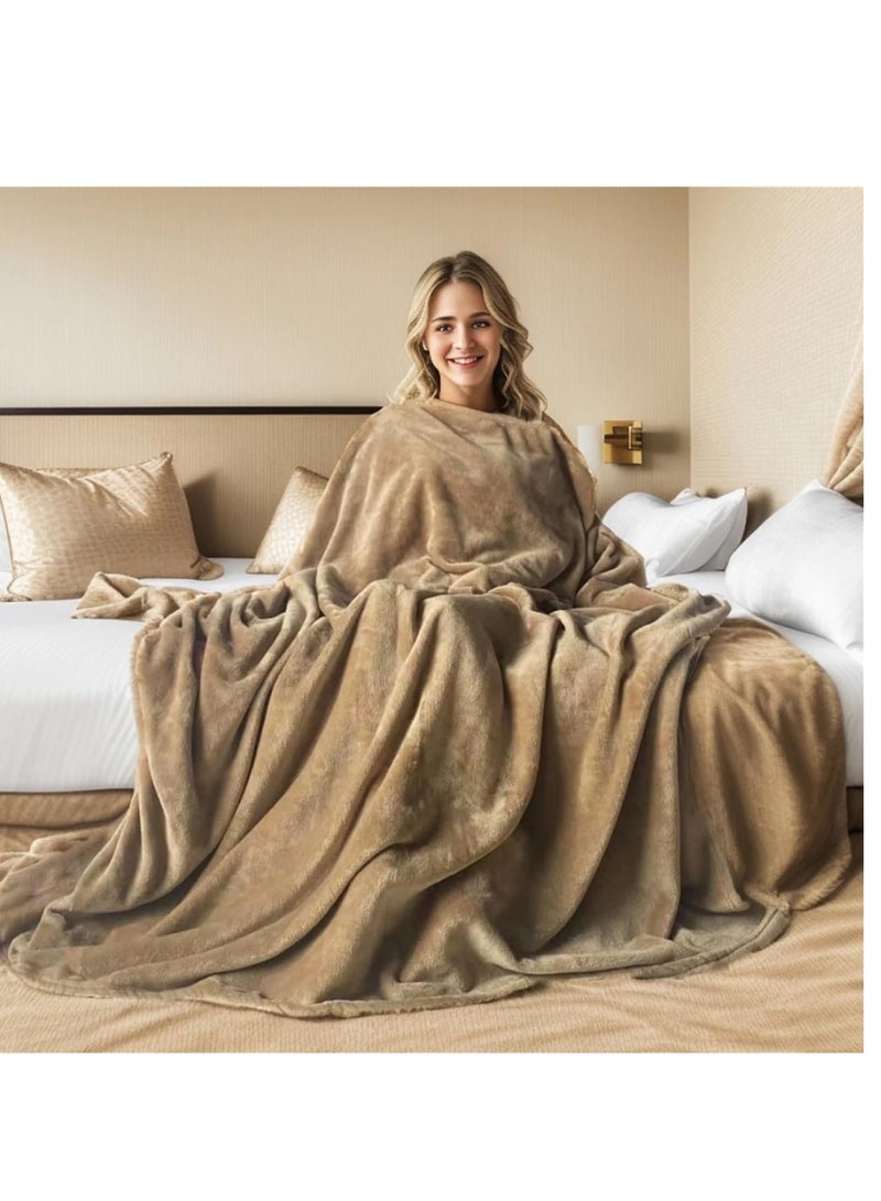 Fleece Blanket, Super Soft Bed Blanket Plush Cozy Fuzzy Lightweight Flannel Blankets for Bed, Sofa, Couch, Travel, Camping (Brown, 200x230CM)  - Image 5