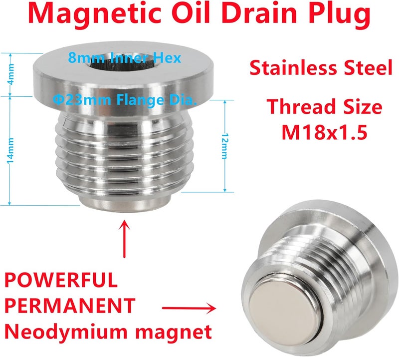 Dsnaduo Stainless Steel Magnetic Engine Oil Drain Plug - Image 4