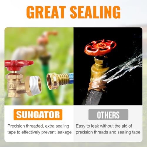 SUNGATOR موصل SUNGATOR 2PCS 3/4" GHT ذكر x 1/2" NPT أنثى، تركيب خرطوم حديقة نحاسي، محول GHT إلى NPT، محول خرطوم حديقة إلى أنبوب مع شريط ختم إضافي - Image 4