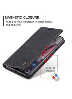 CaseMe Phone Case Luxury PU Leather Design 013 Flip Cover Card Slot Holder Cover For  Honor X9C / Honor x60 Pro (Black )  - Image 3