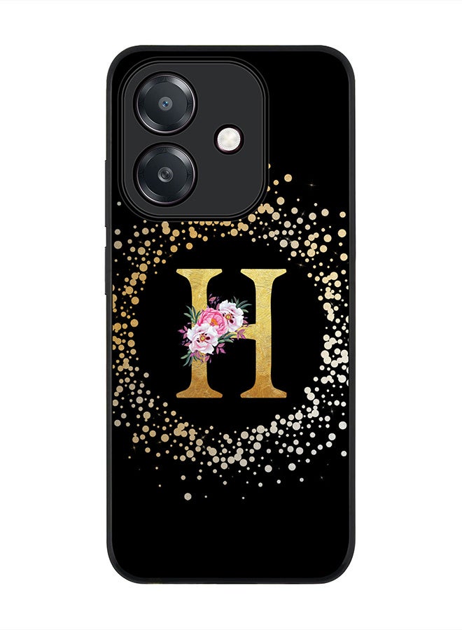 Stylizedd For Oppo A5i Case,Slim fit Camera Protection, Shockproof Thin Phone cover  - Custom Monogram Floral - H ( Black )