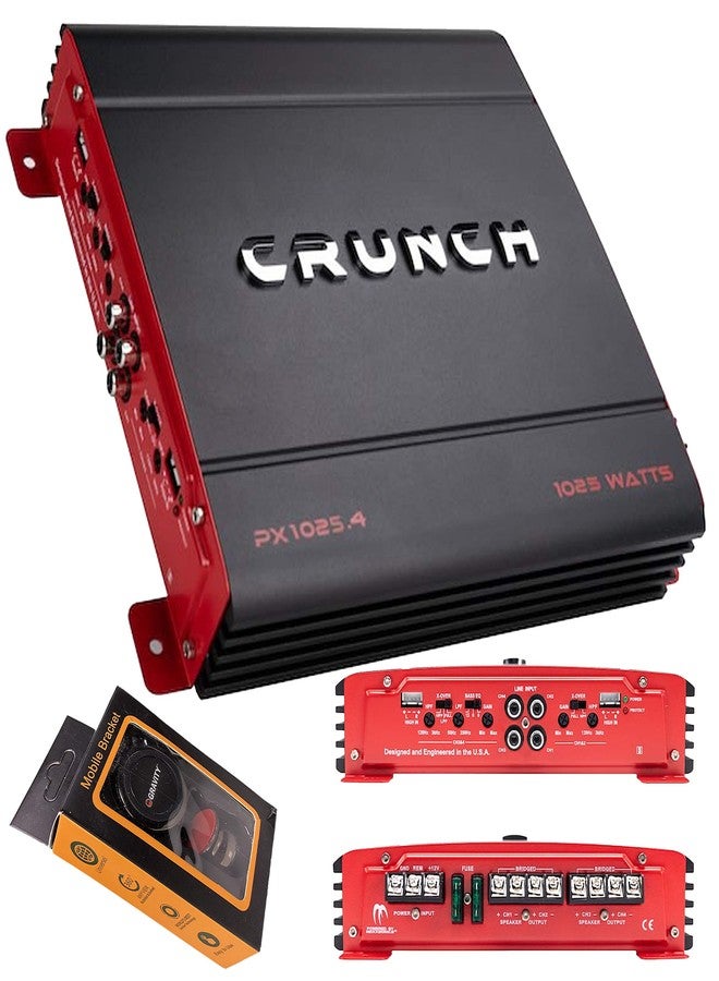 Crunch PX-1025.4 1000W Powerzone Series 2-ohm Stable 4-Channel Class-A/B Amplifier with Gravity Magnet Phone Holder Bundle - Image 1