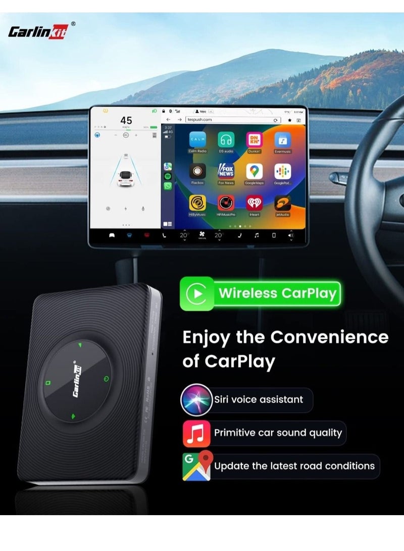 Carlinkit Tesla Wireless CarPlay Adapter 2023 Newest T2C Massive Apps Like Google Map  Waze Spotify Podcast Easy Install Only Works With Model 3  Y - Image 2