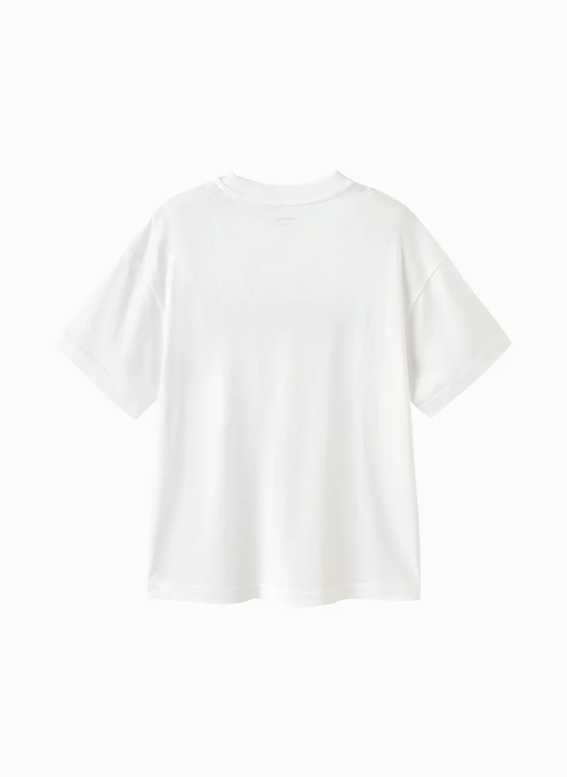 Balabala White Kids Unisex Round v-neck short-sleeved T-shirt  | Best Price UAE