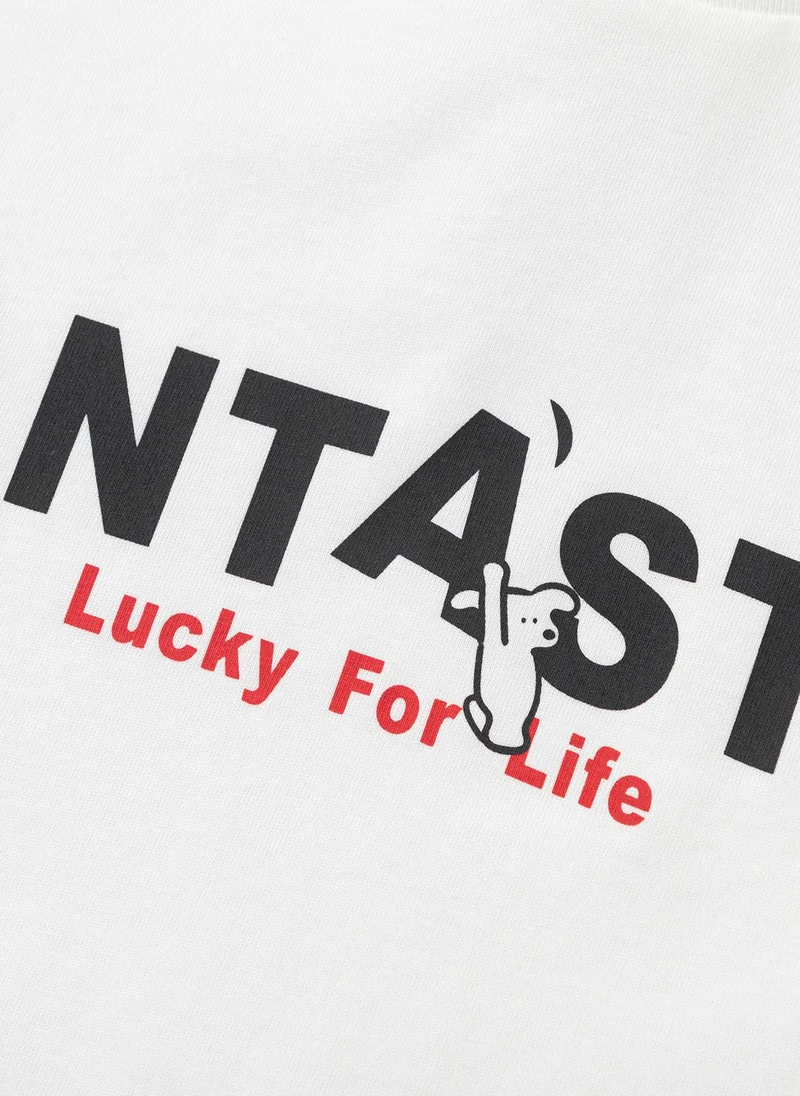 Balabala White Kids Unisex Round v-neck short-sleeved T-shirt  | Best Price UAE