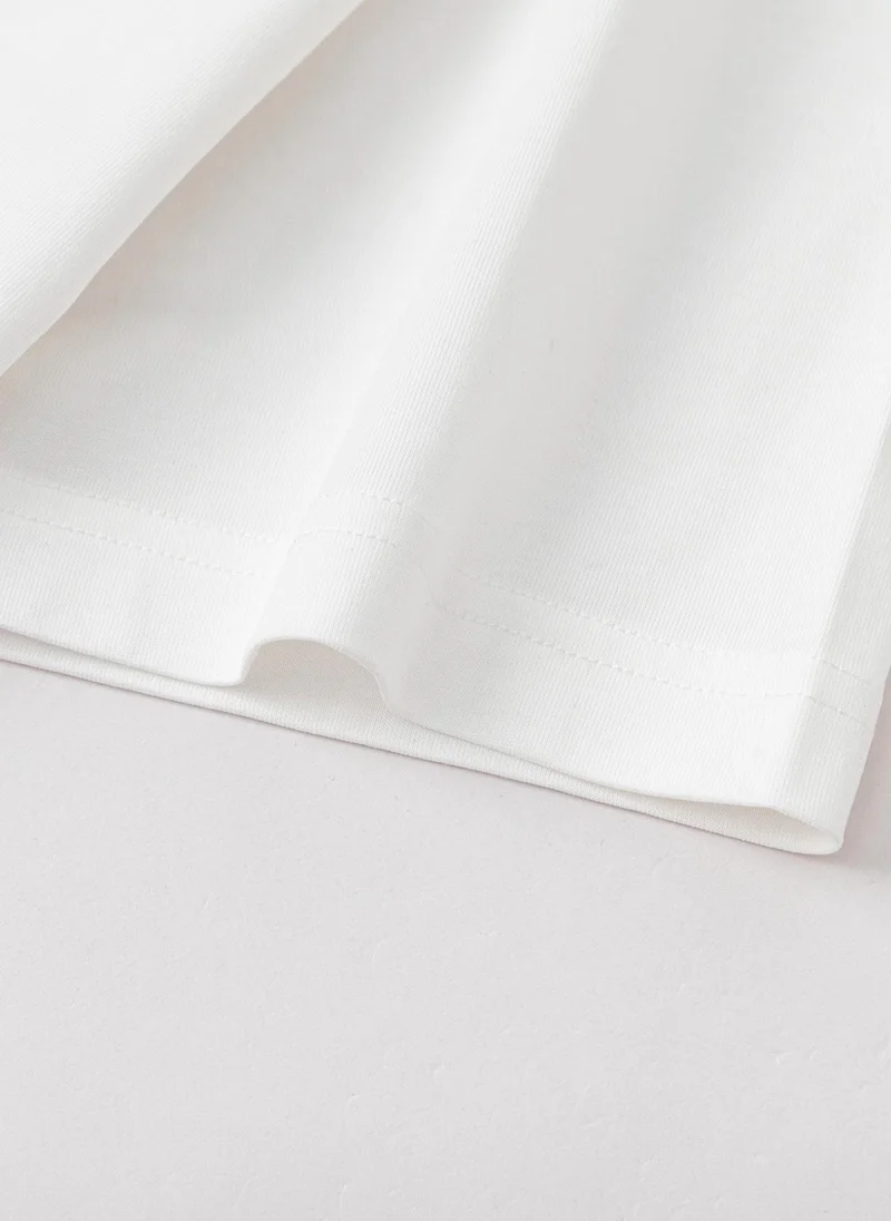 Balabala White Kids Unisex Round v-neck short-sleeved T-shirt  | Best Price UAE