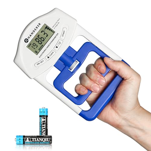 Handexer Grip Strength Tester - Hand Grip Dynamometer - Handheld Digital Grip Measurement Meter Device Trainer Power 198 Lbs / 90 Kgs - Strengthener Exerciser for Sports, School and Home Use - Image 1