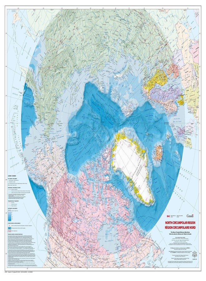 MapSherpa North Circumpolar Region Wall Map - Bilingual - Atlas of Canada - 43" x 36.5" Laminated - Image 1
