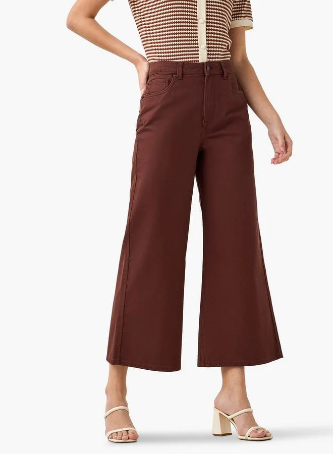 Splash FAV Wide Leg High Rise Jeans Cropped Cotton