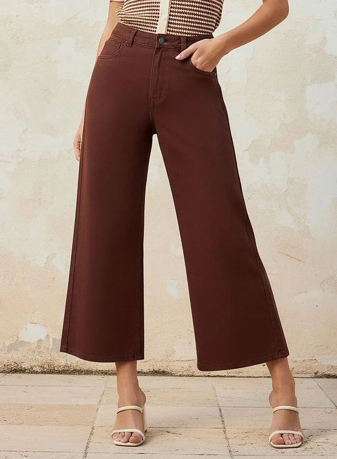 Splash FAV Wide Leg High Rise Jeans Cropped Cotton