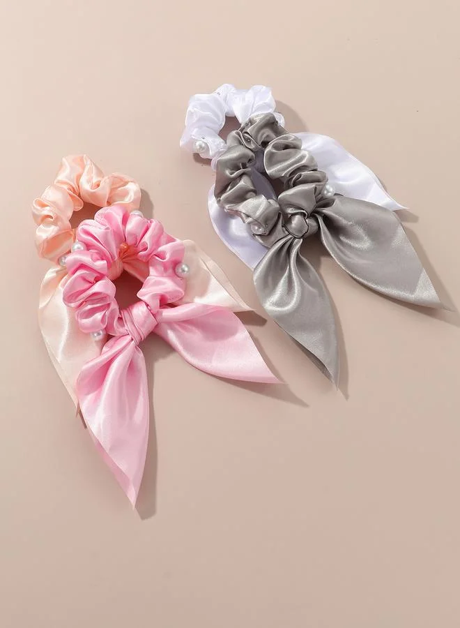 Take Two Set of 4 - Ruched Bow Hair Scrunchies