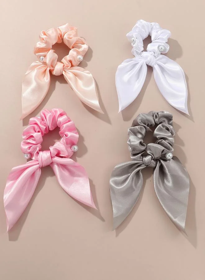 Take Two Set of 4 - Ruched Bow Hair Scrunchies