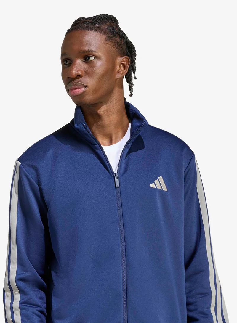 Adidas DKBLUE/CHSOGR 3 Stripe French Terry Tracksuit for Men | Best Price UAE
