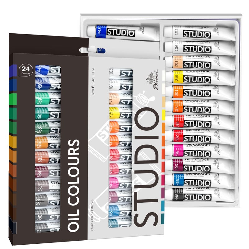 PHOENIX Oil Paint Set 24x12ml04 Fl Oz Tubes Nontoxic Oil Based Paints for Canvas Crafts Oil Painting Supplies for Artists Adults Beginners