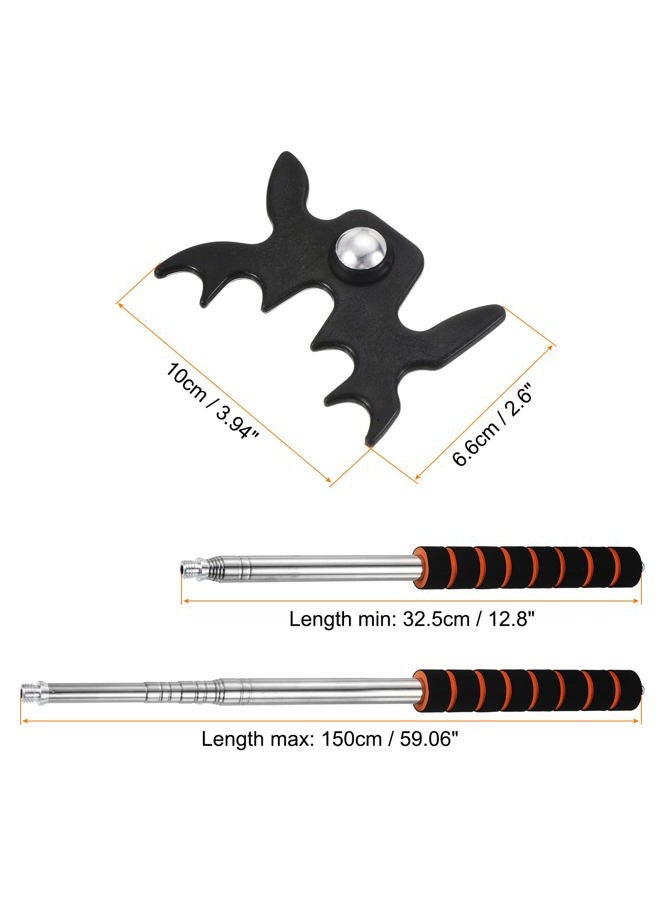 PATIKIL جسر عصا بلياردو قابل للسحب، مقبض EVA ملحق عصا البلياردو مع رأس جسر بلاستيكي قابل للإزالة لمنافسات طاولة البلياردو، أسود - Image 2