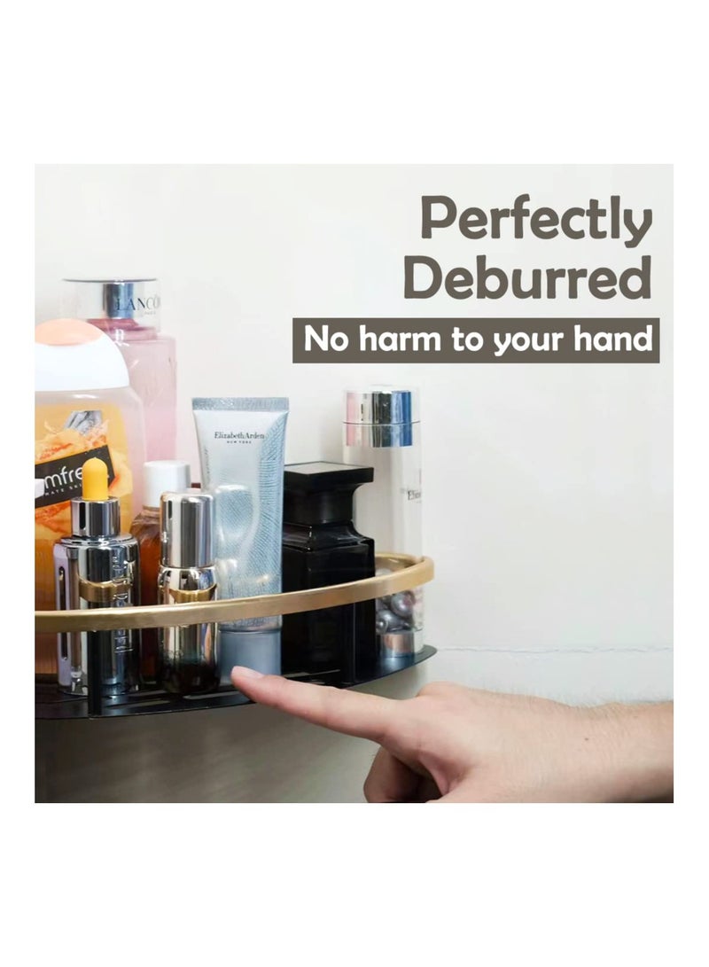 SYOSI حامل دش 2 عبوة، مثبت على الحائط بدون حفر، منظم مغسلة من سبائك الألومنيوم المقاوم للصدأ، رف تخزين الحمام والمطبخ، يتحمل 13.6 كجم، أسود مات بالذهب (مثلث) - Image 5