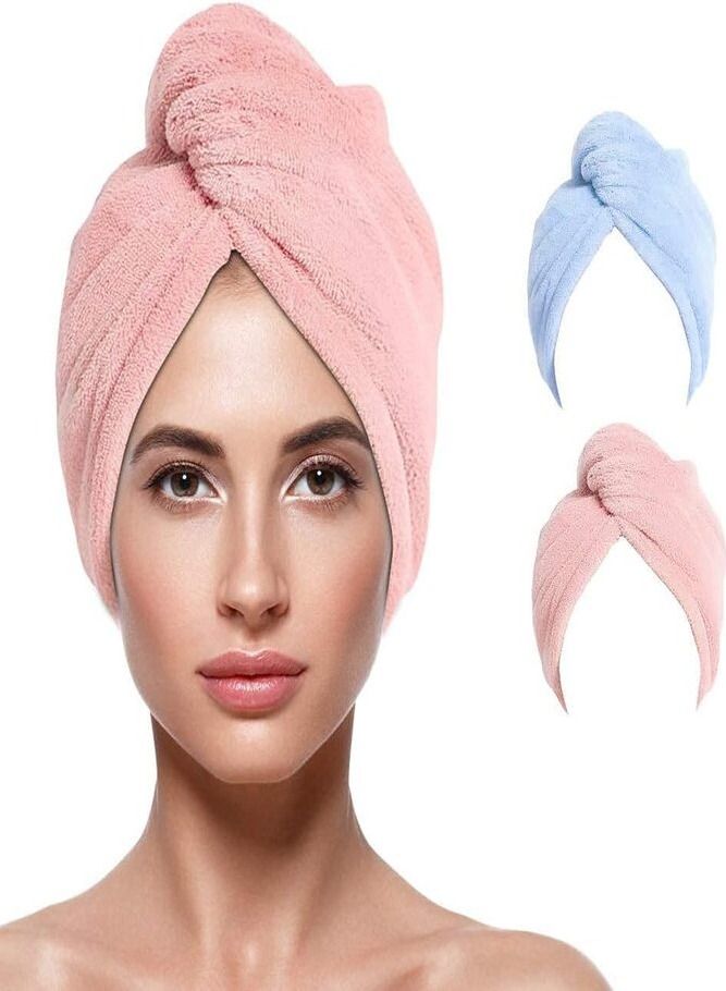 AMERTEER 2-Piece Revolutionary Fast Drying Frizz Free Curls & Premium Quality Microfiber Hair Towel Wrap for Women - Image 1