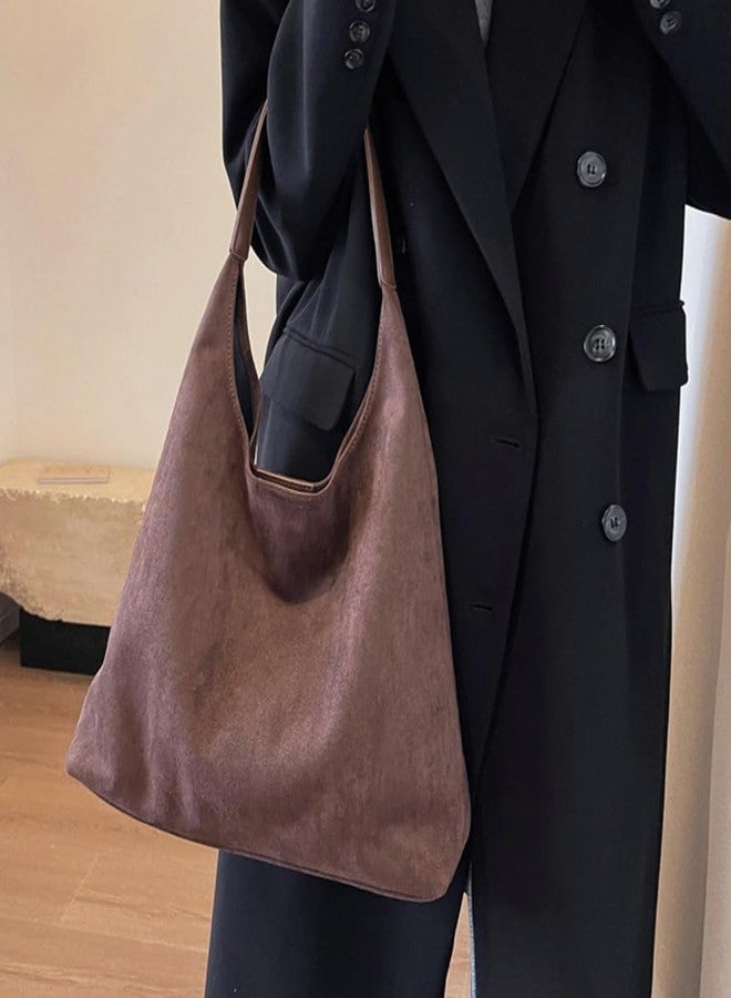 Pocadri Womens Fashion Suede Shoulder Bags Large Tote Bag Retro Purse Handbag Casual Work Ladies Top Handle Satchel - Image 3