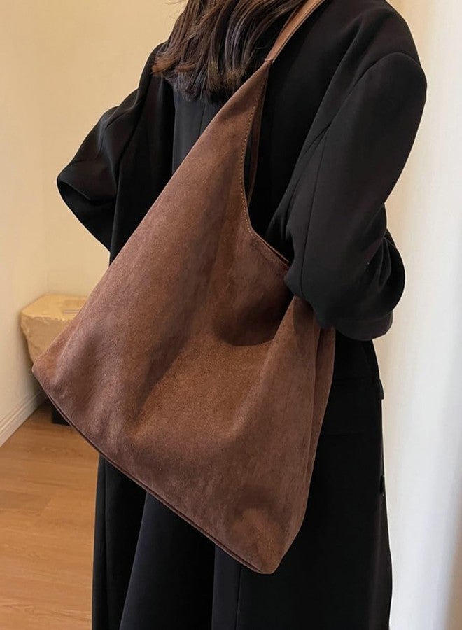 Pocadri Womens Fashion Suede Shoulder Bags Large Tote Bag Retro Purse Handbag Casual Work Ladies Top Handle Satchel - Image 5